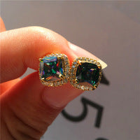 Korean-style Fashionable All-diamond Zircon Womens Stud Earrings
