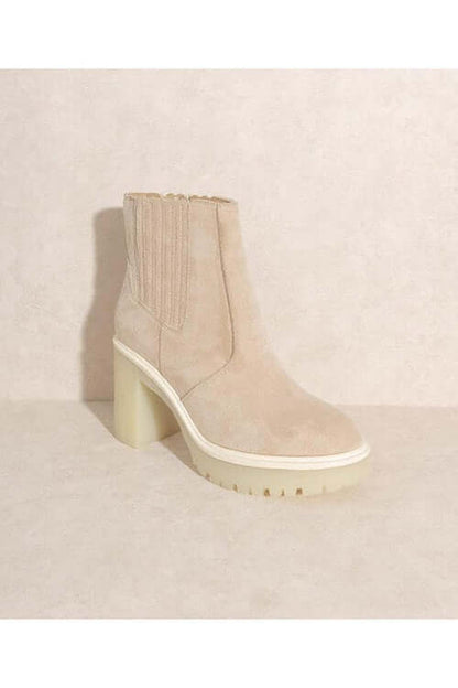 ANASTASIA- PANELED BOOTS FOR WOMEN'S featuring modern design and comfort in a stylish beige color.