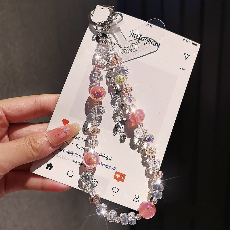 Star-diamond Tassel Crystal Phone Case Charm With Beads