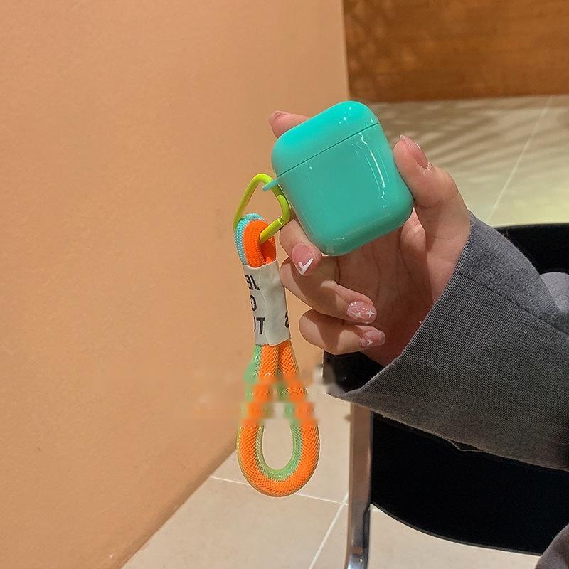 Compatible with Apple, Fluorescent Green Lanyard Chain Earphone Sleeve