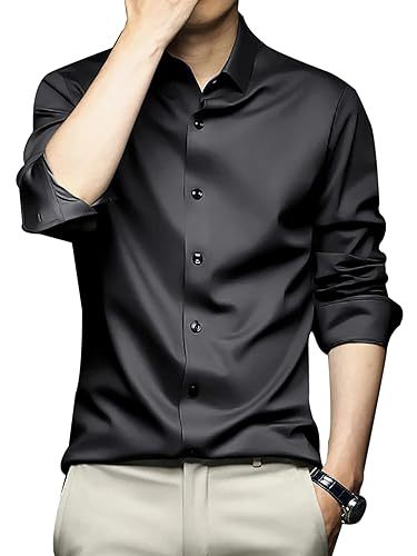 Men Stylish Regular Fit Full Sleeve Satin Silk Shirt (Size-XL)