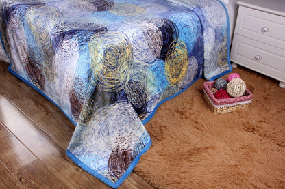 DaDa Bedding Swirly Navy Blue Lagoon Abstract Mink Flannel Fleece